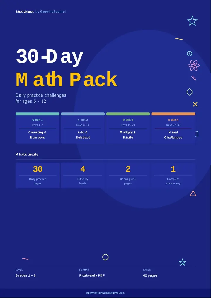 30-Day Math Practice Pack cover